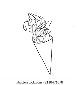 Ilustración de dibujo de la mano vectorial de patatas fritas aisladas en fondo blanco, ilustración vectorial de patatas fritas