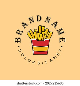 French fries Logo For fast food fried potato icon Vector Flat Design Illustration. snack
 restaurant Template emblem