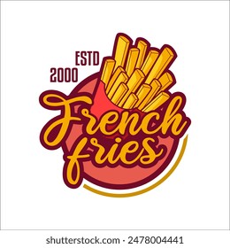 french fries logo label banner sticker template vector illustration cartoon