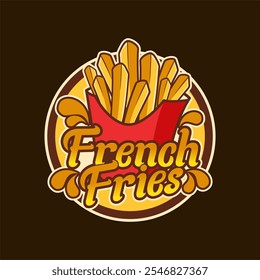 french fries logo label banner sticker template vector illustration cartoon