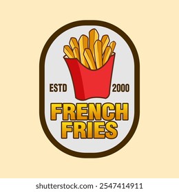 french fries logo label banner sticker template vector illustration cartoon