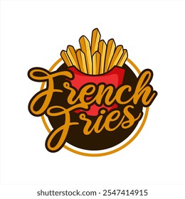 french fries logo label banner sticker template vector illustration cartoon