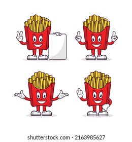 French Fries mascot cartoon character vector design illustration collection