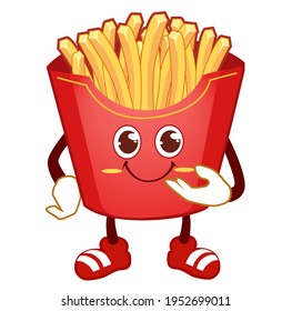 french fries mascot cartoon in vector