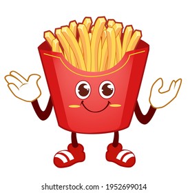 french fries mascot cartoon in vector