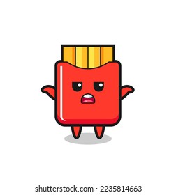 french fries mascot character saying I do not know , cute style design for t shirt, sticker, logo element