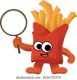 french fries mascot holding blank sign