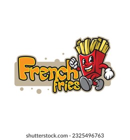 Französische Pommes-Logo-Design-Vektorgrafik mit modernem Illustrationsstil für Abzeichen-, Emblem- und T-Shirt-Druck. Intelligente Pommes-Illustration.