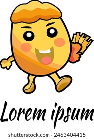 French Fries Mascot Logo Design, Fast Food Logo