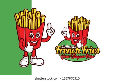 French Fries mascot vector design logo