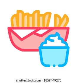 french fries with mayonnaise sauce icon vector. french fries with mayonnaise sauce sign. color symbol illustration