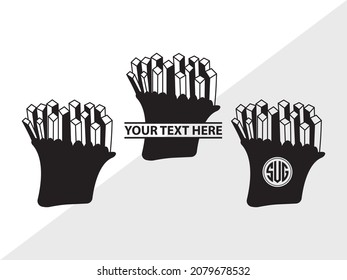 French Fries Monogram Printable Vector Illustration