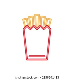 french fries neon light style icon