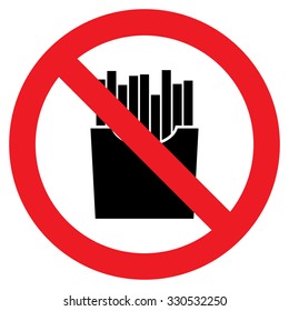 French fries - no fast food vector sign