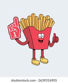 French fries number one retro cute illustration