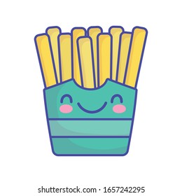 french fries on box cartoon food cute vector illustration flat style icon