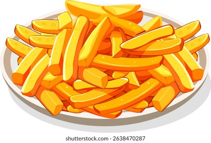 French fries on a plate without background