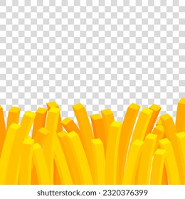 French fries on transparent background. Fastfood template banner. Vector illustration isolated.