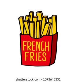 French fries on a white background. French fries? Delicious fast food. Vector illustrations.