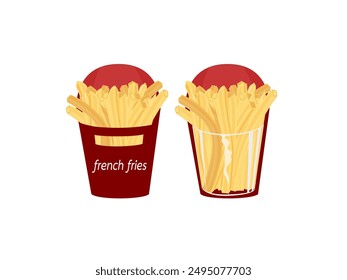 french fries on a white background.