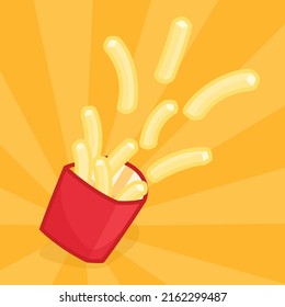 French fries out of the box kawaii doodle flat vector illustration icon