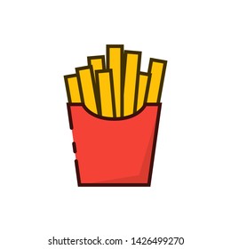 French Fries Outline Color Icon