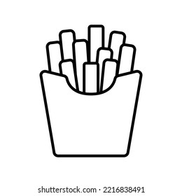 Icono de vector de contorno de patatas fritas. Signo de estilo lineal para el concepto de comida móvil y el diseño web. Ilustración del logotipo de patatas fritas. Un único símbolo de alta calidad.