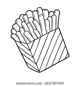 french fries outline vector illustration,isolated on white background,top view