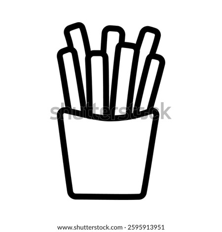 French fries outlined icon isolated on white background.Fast Food vector illustrations.