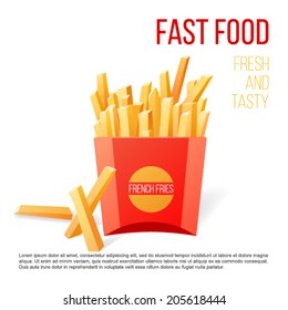 French fries over white background