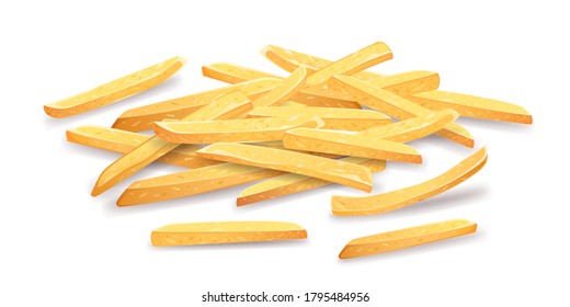 French fries Overlapping pile. template design. isolated on white background Eps 10 vector illustration