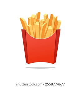 French fries in pack vector isolated on white background.