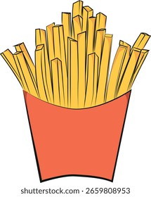 French fries in pack vector isolated on white background.