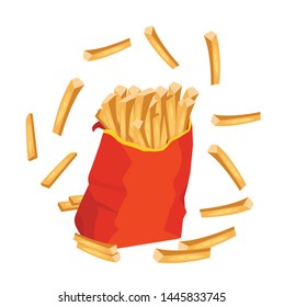 french fries in a package vector illustration