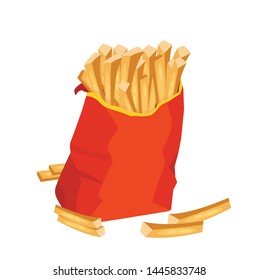 french fries in a package vector illustration
