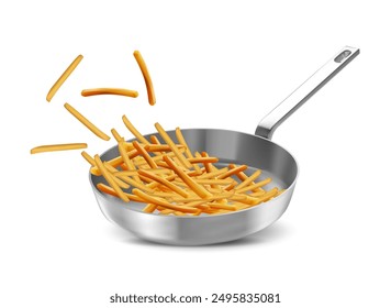 French fries in a pan. Vector illustration