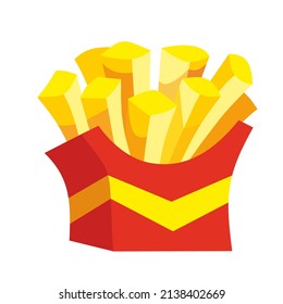 French fries in paper bag. Fast food. Vector illustration. Potato vegetable icon for design.