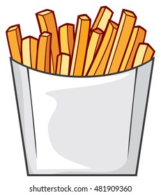 french fries in paper box (fast food vector icon)