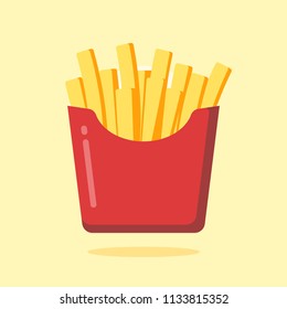 French fries in paper box, isolated. Vector illustration