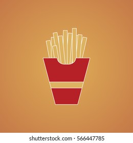 French fries in paper box, isolated. Vector illustration