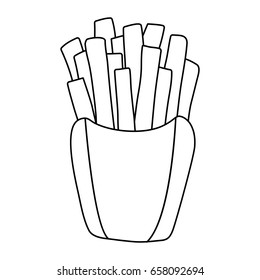 French fries in paper box vector icon. Design elements.