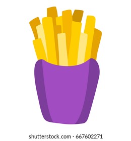 French fries in paper box vector icon. Design elements.
