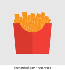 french fries in paper box- vector illustration