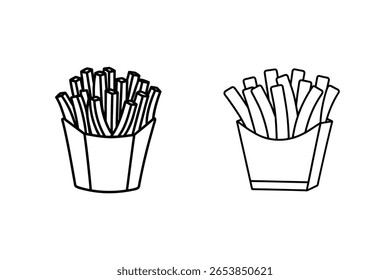 Batatas fritas em recipientes de papel frito de batata
