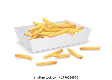 French fries in paper tray design. isolated on white background Eps 10 vector illustration