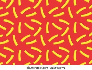 French fries patten. French fries vector pattern background. French fries fast food pattern on red background.