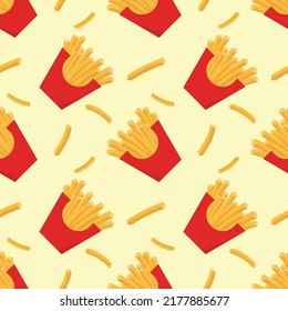 French Fries Pattern Background. Seamless. Vector Illustration