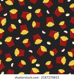 French fries pattern on black background