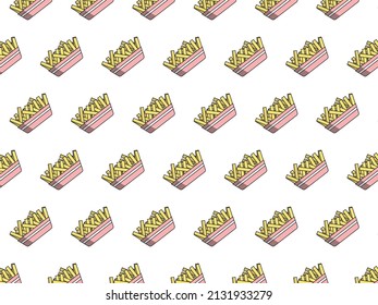 French fries pattern that can be used as a food wrapper cover and educational illustration background