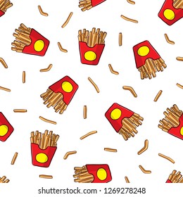 french fries pattern vector, doodle vector